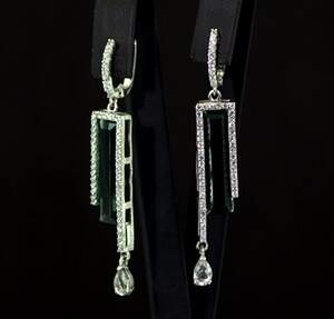 Серебряные серьги 925 пробы 7,55 г с Кварцами и цирконами 15,35 карат Серебряные серьги 925 пробы 7,55 г с Кварцами и цирконами 15,35 карат