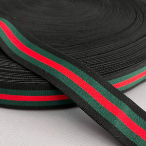 Резинка поясная двухсторонняя 3 см черная с красно-зеленым Резинка поясная двухсторонняя 3 см черная с красно-зеленым