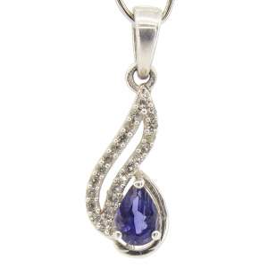 Серебряная подвеска 925 пробы 1,9 гр. с иолитома и белыми топазами 0,72 карат Серебряная подвеска 925 пробы 1,9 гр. с иолитома и белыми топазами 0,72 карат