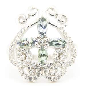 Серебряное кольцо 925 пробы 4,94 гр. с Танзанитами Маньяра класса AAAA и топазами 1,68 карат из коллекции Серебряное кольцо 925 пробы 4,94 гр. с Танзанитами Маньяра класса AAAA и топазами 1,68 карат из коллекции