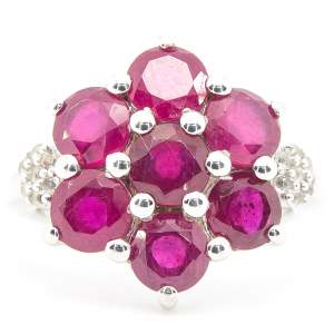 Серебряное кольцо 925 пробы 4,19 гр. с розовыми рубинами из Кении класса AAAA и топазами 4,89 карат Серебряное кольцо 925 пробы 4,19 гр. с розовыми рубинами из Кении класса AAAA и топазами 4,89 карат