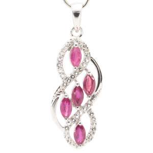 Серебряная подвеска 925 пробы 3,54 гр. с розовыми рубинами из Кении класса AAAA и топазами 2,12 карат Серебряная подвеска 925 пробы 3,54 гр. с розовыми рубинами из Кении класса AAAA и топазами 2,12 карат