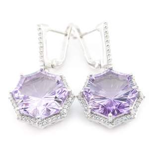 Серебряные серьги 925 пробы 12,91 гр. с марокканскими аметистами и топазами 18,44 карат из коллекции Серебряные серьги 925 пробы 12,91 гр. с марокканскими аметистами и топазами 18,44 карат из коллекции
