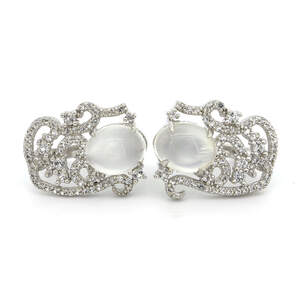 Серебряные серьги 925 пробы 7,89 г с шри-ланкийским кошачьим глазом и топазами 6,58 карат Серебряные серьги 925 пробы 7,89 г с шри-ланкийским кошачьим глазом и топазами 6,58 карат