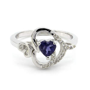 Серебряное кольцо 925 пробы 3,06 г с танзанийским иолитом и белыми топазами с США 0,43 карат