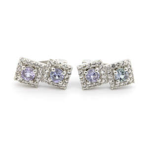 Серебряные серьги 925 пробы 4,84 гр. с танзанитами Маньяра класса АААА и белыми топазами с США 1,68 карат Серебряные серьги 925 пробы 4,84 гр. с танзанитами Маньяра класса АААА и белыми топазами с США 1,68 карат