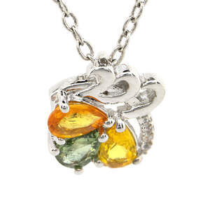 Серебряная подвеска 925 пробы 1,99 гр. с мультисапфиром класса АААА и белыми топазами с США 1,55 карат Серебряная подвеска 925 пробы 1,99 гр. с мультисапфиром класса АААА и белыми топазами с США 1,55 карат