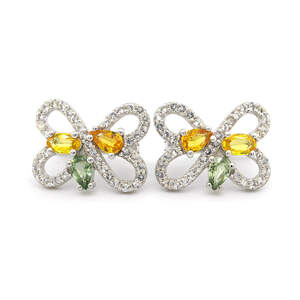 Серебряные серьги 925 пробы 4,72 гр. с мультисапфирами класса АААА и белыми топазами с США 2,11 карат Серебряные серьги 925 пробы 4,72 гр. с мультисапфирами класса АААА и белыми топазами с США 2,11 карат