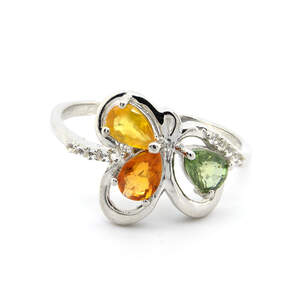 Серебряное кольцо 925 пробы 2,9 гр. с мультисапфиром класса АААА и белыми топазами с США 1,56 карат Серебряное кольцо 925 пробы 2,9 гр. с мультисапфиром класса АААА и белыми топазами с США 1,56 карат