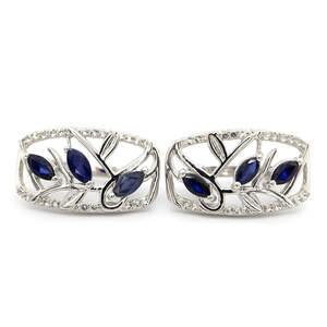 Серебряные серьги 925 пробы 6,92 гр. с голубыми шри-ланкийскими сапфирами класса АААА и белыми топазами с США 1,96 карат Серебряные серьги 925 пробы 6,92 гр. с голубыми шри-ланкийскими сапфирами класса АААА и белыми топазами с США 1,96 карат
