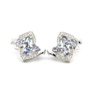 Серебряные серьги 925 пробы 4,96 г с Танзанитами Маньяра АААА и белыми топазами с США 1,6 карат Серебряные серьги 925 пробы 4,96 г с Танзанитами Маньяра АААА и белыми топазами с США 1,6 карат