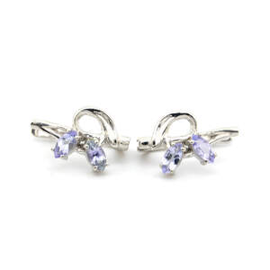 Серебряные серьги 925 пробы 4,2 г с Танзанитами Маньяра АААА 0,97 карат Серебряные серьги 925 пробы 4,2 г с Танзанитами Маньяра АААА 0,97 карат