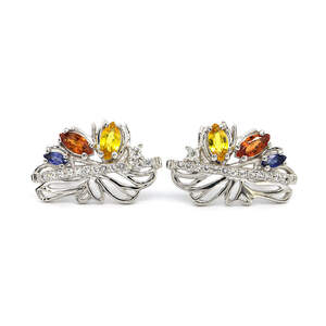Серебряные серьги 925 пробы 5,23 г с мультисапфирами класса АААА и белыми топазами с США 1,8 карат Серебряные серьги 925 пробы 5,23 г с мультисапфирами класса АААА и белыми топазами с США 1,8 карат