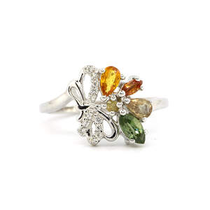 Серебряное кольцо 925 пробы 2,98 гр. с индийскими, шри-ланкийскими, мадагаскарскими сапфирами класса AAAA и топазами 0,93 карат Серебряное кольцо 925 пробы 2,98 гр. с индийскими, шри-ланкийскими, мадагаскарскими сапфирами класса AAAA и топазами 0,93 карат