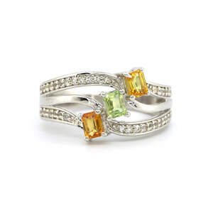 Срібна каблучка 925 проби 4,44 г з індійськими, шрі-ланкійськими, мадагаскарськими сапфірами класу AAAA та топазами 1,27 карат