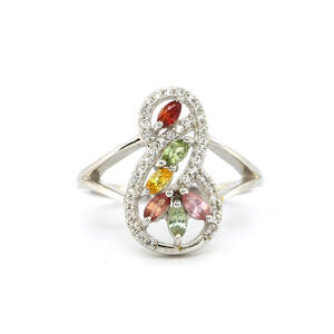 Серебряное кольцо 925 пробы в позолоте 750 пробы 3,53 гр. с индийскими, шри-ланкийскими, мадагаскарскими сапфирами класса AAAA и топазами 1 карат с ко Серебряное кольцо 925 пробы в позолоте 750 пробы 3,53 гр. с индийскими, шри-ланкийскими, мадагаскарскими сапфирами класса AAAA и топазами 1 карат с ко