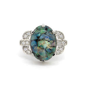 Серебряное кольцо 925 пробы 4,88 гр. с перуанским Опалом класса АААА и топазами с США 5,58 карат Серебряное кольцо 925 пробы 4,88 гр. с перуанским Опалом класса АААА и топазами с США 5,58 карат