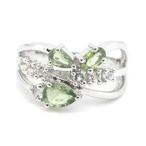 Срібна каблучка 925пр 3,44г з зеленими шрі-ланкійськими сапфірами класу АААА та топазами з США 1,49к