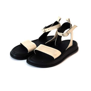 Босоножки женские, бежевого цвета из натуральной кожи