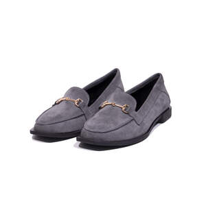 Туфли женские, серого цвета из натуральной замши