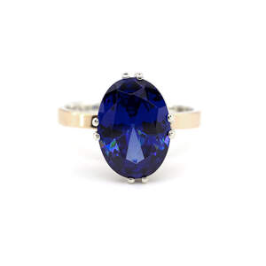 Серебряное кольцо 925 пробы с золотом 375 пробы 3,57 г с синим цирконом 9 карат Серебряное кольцо 925 пробы с золотом 375 пробы 3,57 г с синим цирконом 9 карат