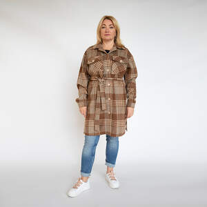 Сукня-сорочка в клітинку коричневого кольору