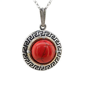 Серебряная подвеска 925 пробы с золотом 375 пробы 4,37 гр. с красным кораллом и черной эмалью 4,5 карат Серебряная подвеска 925 пробы с золотом 375 пробы 4,37 гр. с красным кораллом и черной эмалью 4,5 карат