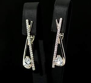 Серьги в позолоте з цирконами "Золоті сходи"