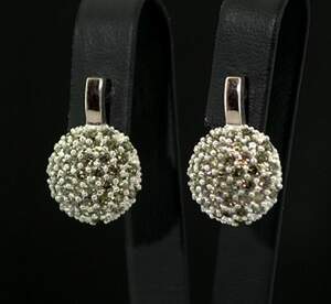 Срібні сережки 925 проби з золотом 375 проби 6,8 г з зеленими цирконами 2,35 карат