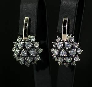 Срібні сережки 925 проби з золотом 375 проби 7,96 г з білими цирконами 7 карат