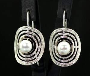 Срібні сережки 925 проби з золотом 375 проби 10 г з Перлиною 6,6 карат