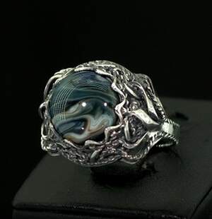 Срібна каблучка 925 проби 6 г з Агатом 2,21 карат