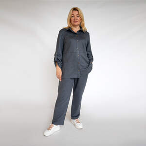 Костюм брюки та сорочка на гудзиках - колір джинс