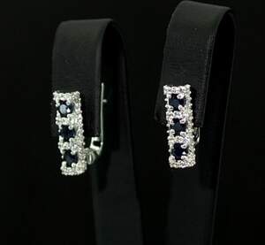 Серебряные серьги 925 пробы 3,65 г со шри-ланкийскими Сапфірами класса АААА и цирконами 1,4 карат Серебряные серьги 925 пробы 3,65 г со шри-ланкийскими Сапфірами класса АААА и цирконами 1,4 карат