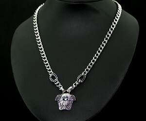 Кольє с родиевым напиленнямз черными цирконами, репліка Versace