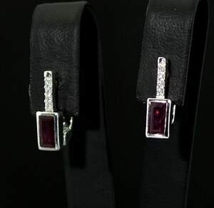 Срібні сережки 925 проби 2,87 г з рожевими кенійськими Рубінами класу АААА та цирконами 1,45 карат