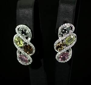 Срібні сережки 925 проби 6,46 г з бразильськими Турмалінами та фіанітами 4,42 карат Срібні сережки 925 проби 6,46 г з бразильськими Турмалінами та фіанітами 4,42 карат