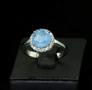 Срібна каблучка 925 проби 3,49 г з Турмаліном Індіголітом та цирконами 2,65 карат Срібна каблучка 925 проби 3,49 г з Турмаліном Індіголітом та цирконами 2,65 карат