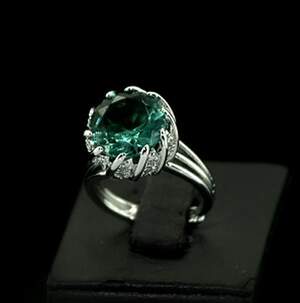 Кольцо у срібному покрытии з Аквамарином Нано и цирконами 3,44 карат