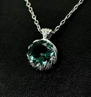 Подвеска у срібному покрытии з Аквамарином Нано и цирконами 3,46 карат