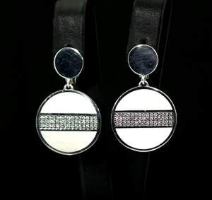 Срібні сережки 925 проби 7,15 г з цирконами та емаллю 1,4 карат Срібні сережки 925 проби 7,15 г з цирконами та емаллю 1,4 карат