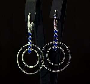 Срібні сережки 925 проби 5,76 г з синіми цирконами 0,93 карат Срібні сережки 925 проби 5,76 г з синіми цирконами 0,93 карат