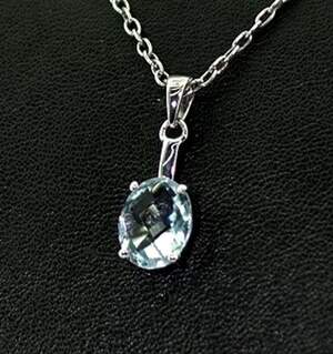 Срібна підвіска 925 проби 1,33 г з блакитним Топазом 2,9 карат