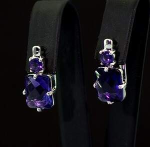 Срібні сережки 925 проби 4,24 г з африканськими Аметистами 6,2 карат