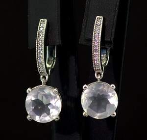 Серебряные серьги 925 пробы 6,86 г с розовыми Кварцами и фианитами 8,4 карат Серебряные серьги 925 пробы 6,86 г с розовыми Кварцами и фианитами 8,4 карат