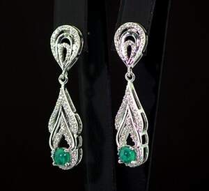 Серебряные серьги 925 пробы 6,18 гр. с зелеными эфиопскими Опалами класса АААА и топазами из США 1,93 карат