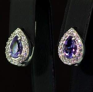 Серебряные серьги 925 пробы 4,43 г с бразильскими Аметистами и фианитами 2,6 карат