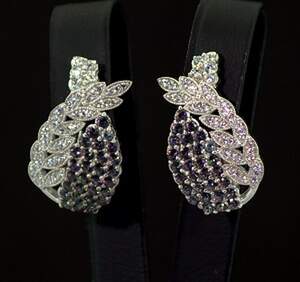 Серебряные серьги 925 пробы 8,3 г с мистическими та белыми фианитами 4,3 карат