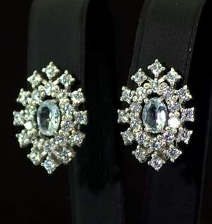 Серебряные серьги 925 пробы 4,79 г с голубыми Топазами и фианитами 3,78 карат Серебряные серьги 925 пробы 4,79 г с голубыми Топазами и фианитами 3,78 карат