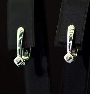 Серебряные серьги 925 пробы 2,45 г с Діамантами Кр 57 D/VVS1 0,02 карат